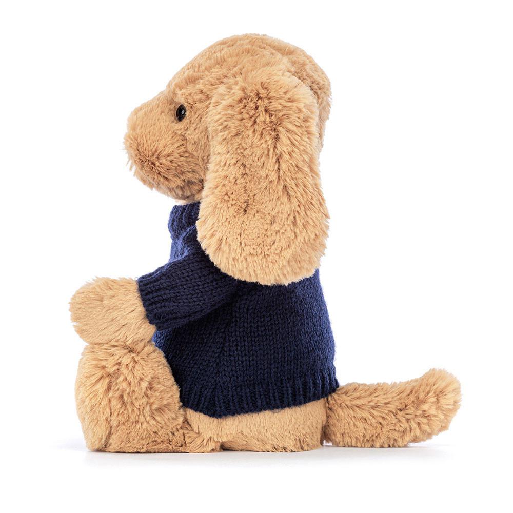 Discover Jellycat Bashful Toffee Puppy with Personalised Navy Jumper 31cm x 12cm x 9cm Marrom | México  1546DCYVX