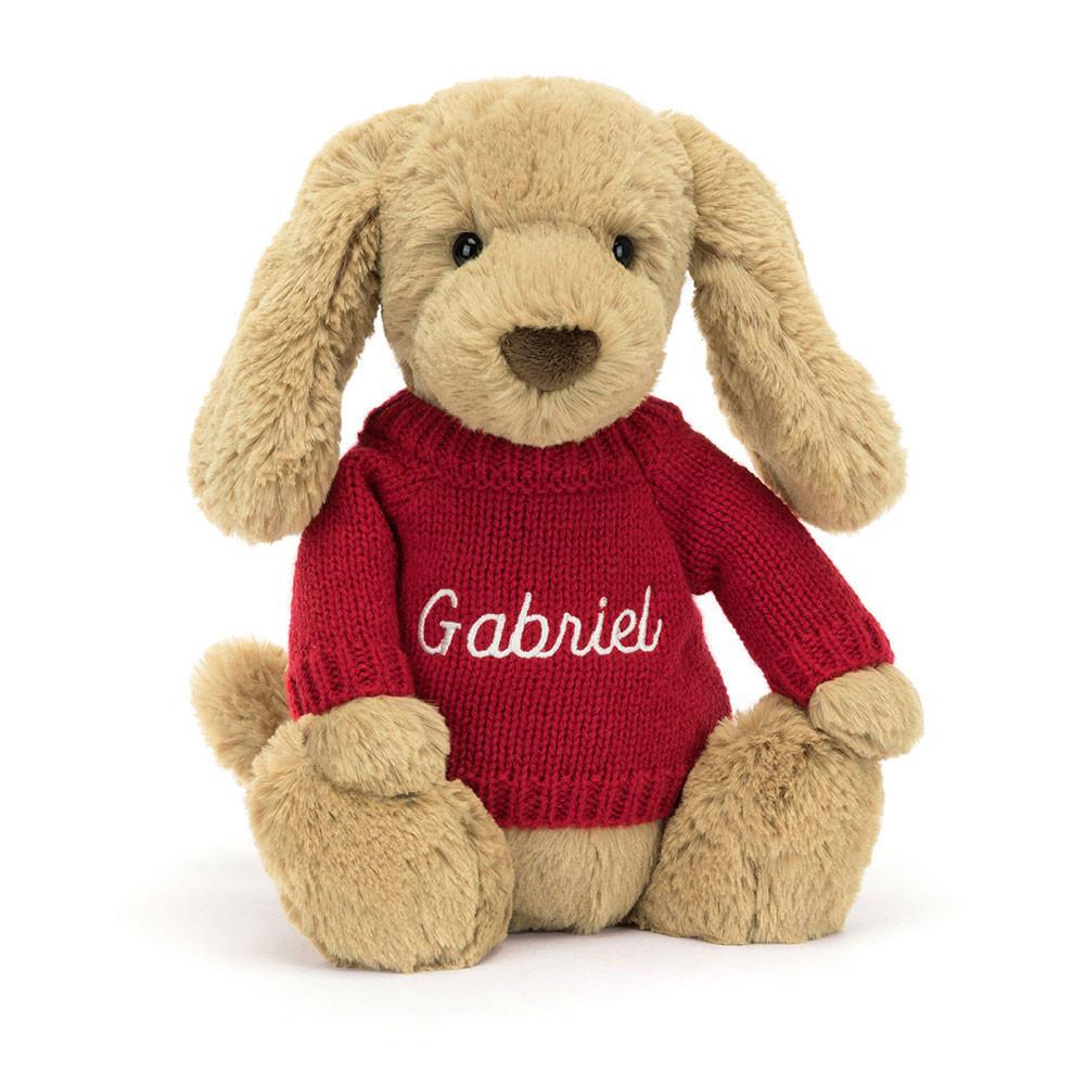 Discover Jellycat Bashful Toffee Puppy with Personalised Jumper 31cm x 12cm x 9cm Marrom | México  9304GDIYV