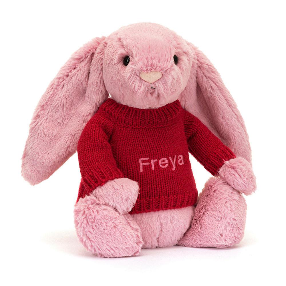 Discover Jellycat Bashful Tulip Bunny with Personalised Jumper 31cm x 12cm x 9cm Rosas | México  3972XQIVC