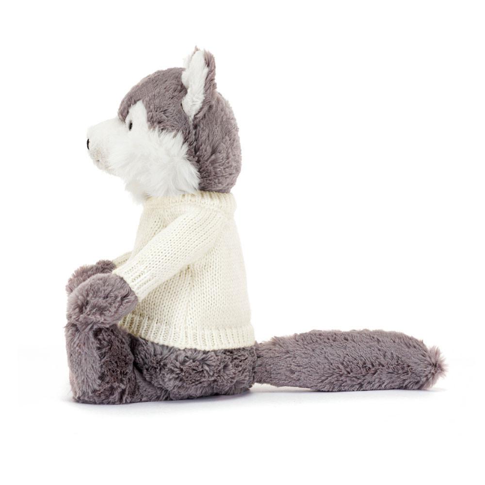 Discover Jellycat Bashful Wolf with Personalised Cream Jumper 31cm x 12cm x 9cm Grises | México  5307JUNOZ