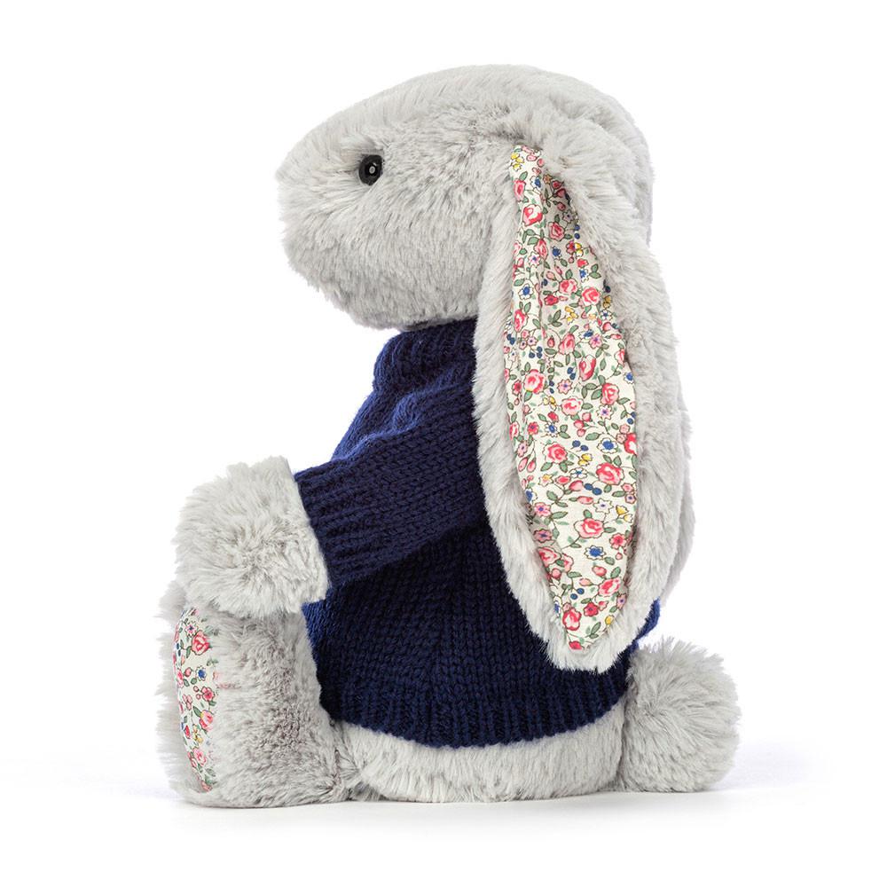 Discover Jellycat Blossom Silver Bunny with Personalised Navy Jumper 31cm x 12cm x 9cm Grises | México  8965QYXDE