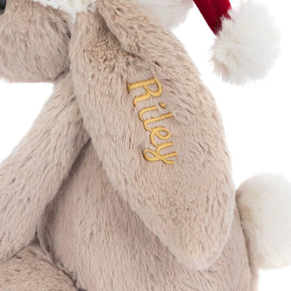 Discover Jellycat Personalised Bashful Christmas Bunny 31cm x 12cm x 9cm Beige | México  7584HYUGI