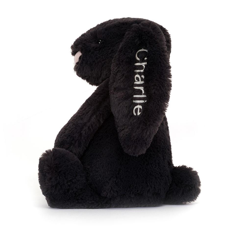 Discover Jellycat Personalised Bashful Inky Bunny Medium 31cm x 12cm x 9cm Negros | México  4970NMUZX