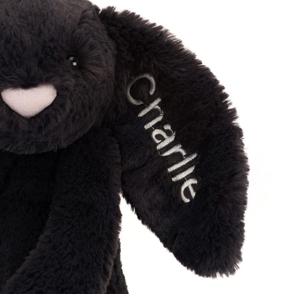 Discover Jellycat Personalised Bashful Inky Bunny Medium 31cm x 12cm x 9cm Negros | México  4970NMUZX