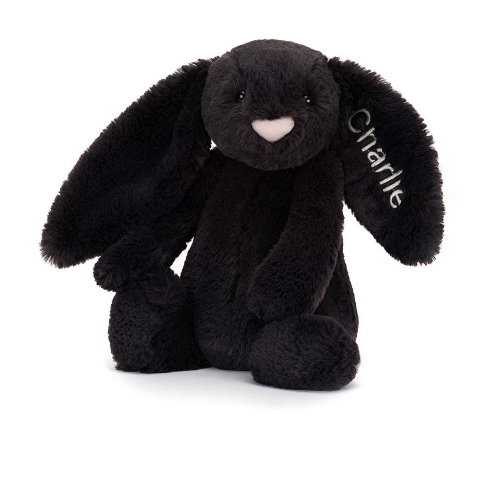 Discover Jellycat Personalised Bashful Inky Bunny Medium 31cm x 12cm x 9cm Negros | México  4970NMUZX