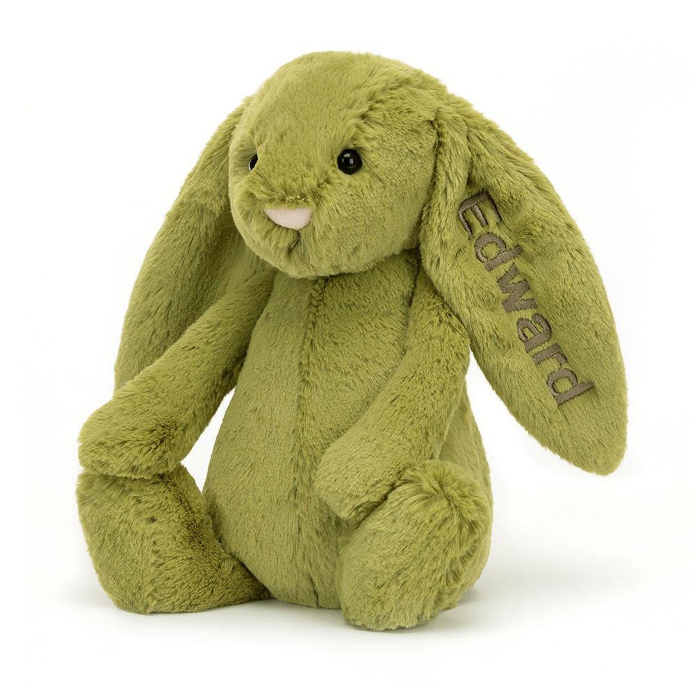 Discover Jellycat Personalised Bashful Moss Bunny Medium 31cm x 12cm x 9cm Verdes | México  5184MXSLB