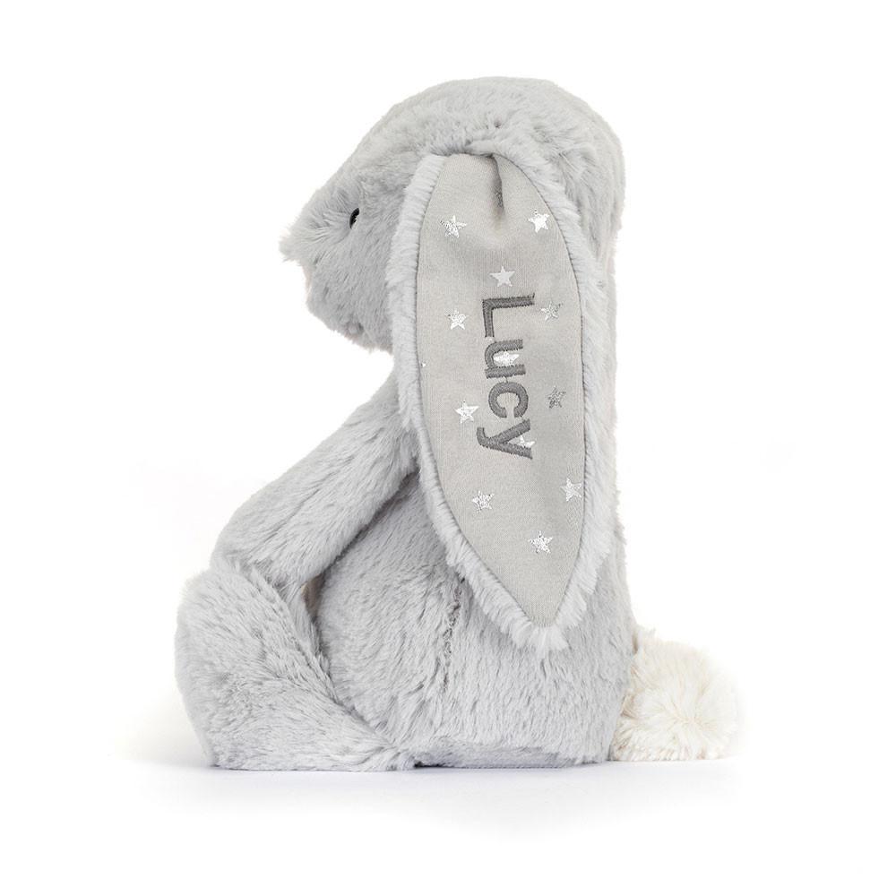 Discover Jellycat Personalised Bashful Shimmer Bunny Medium 31cm x 12cm x 9cm Grises | México  6298SRIME