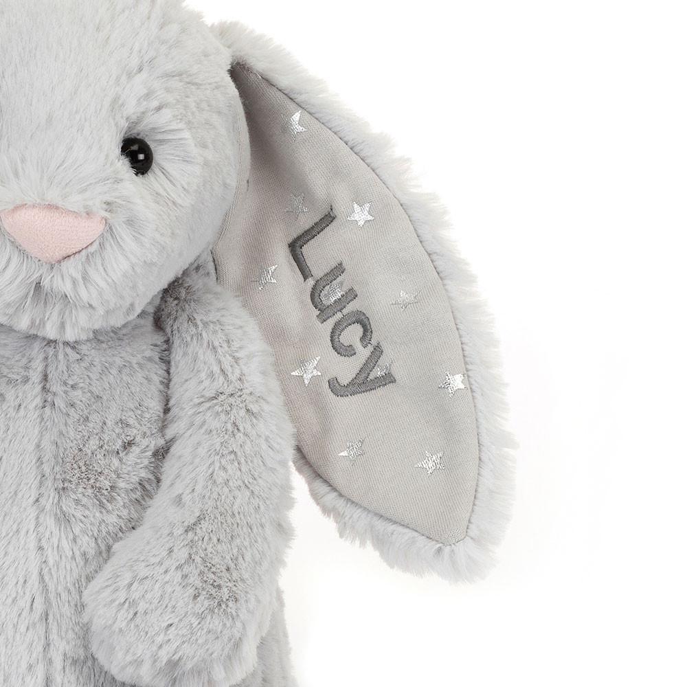 Discover Jellycat Personalised Bashful Shimmer Bunny Medium 31cm x 12cm x 9cm Grises | México  6298SRIME